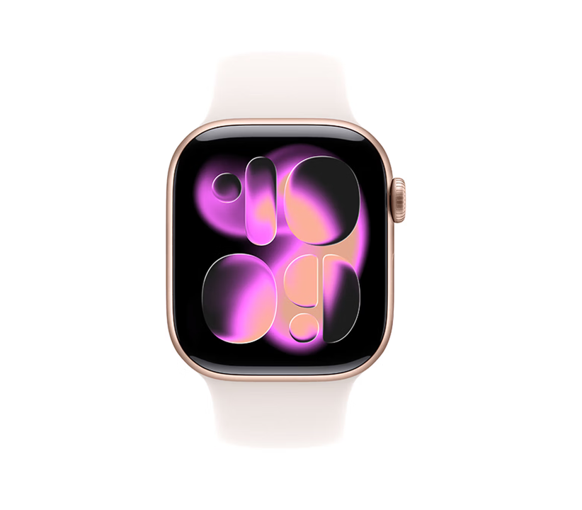 Apple/苹果 Watch S11 智能手表GPS款42毫米亮黑色铝金属表壳黑色运动型表带S/M MEU94CH/B